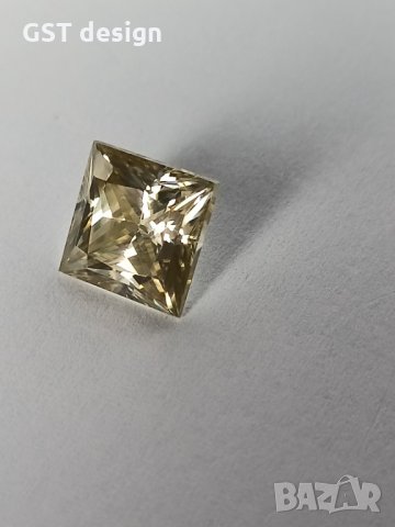 Уникален Топ Голям Фенси Шампанско Принцеса Мойсанит Диамант Moissanite Diamond 3+карата, снимка 3 - Други - 34904618