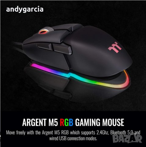 Thermaltake ARGENT M5 RGB гейминг мишка, черен ЧИСТО НОВА запечатана