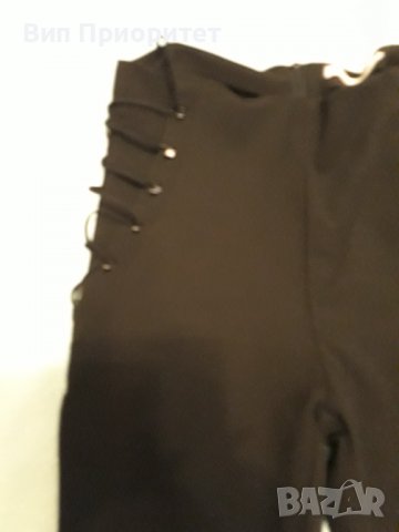 Черен панталон Showdy, висока талия ,скъп , с плетени връвки странично , ефектен модел , дъръг панта, снимка 13 - Панталони - 37518677