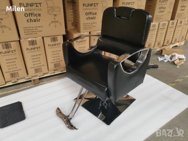 Фризьорски стол с маслен крик, измивна колона и бръснарски стол, снимка 10 - Фризьорски столове - 42115652