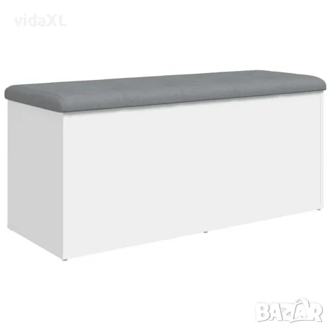 vidaXL Пейка за съхранение, бяла, 102x42x45 см, инженерно дърво（SKU: 835054）