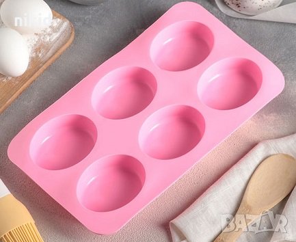 6 Елипси Елипс овал овали дълбок силиконов молд форма калъп фондан шоколад гипс сапун и др украса