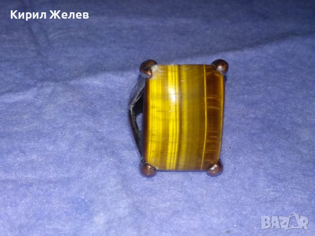 ПРЕКРАСЕН СКЪПОЦЕНЕН НИКЕЛИРАН МЕДЕН АРТ ПРЪСТЕН с ОГРОМЕН ЮВЕЛИРНО ШЛИФОВАН КАМЪК ТИГРОВО ОКО 36599, снимка 11 - Пръстени - 39710057