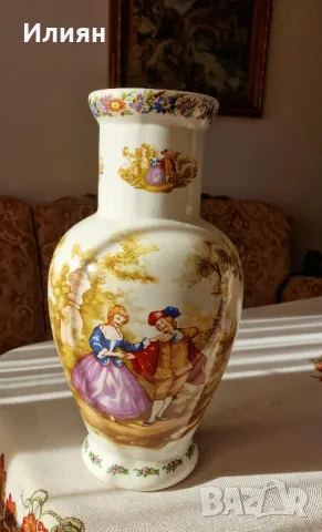 🌹 Прекрасна  голяма ваза с романтична сцена, снимка 4 - Вази - 47949136