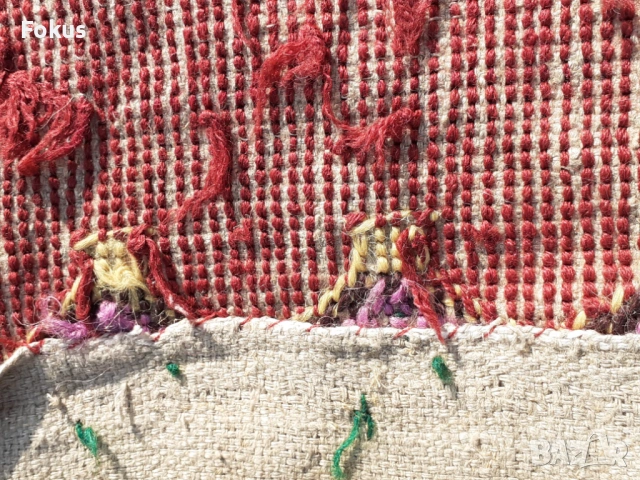 Старо ръчно тъкано килимче черга рогозка килим пътека, снимка 4 - Антикварни и старинни предмети - 53340373