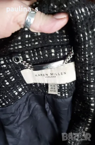 Karen Millen / Палто с висока яка и жабо / букле / вълна , снимка 14 - Палта, манта - 48793936