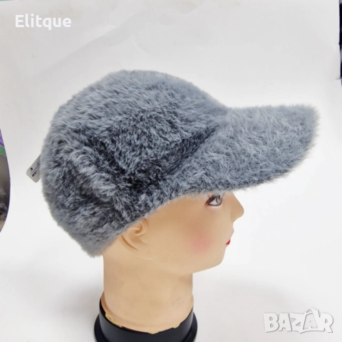 Топла дамска шапка с козирка – зимен пухкав модел, снимка 13 - Шапки - 52672599