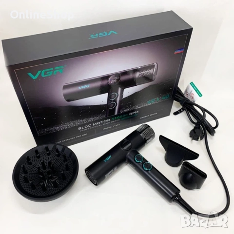 Професионален сешоар VGR с BLDC мотор 110 000 RPM – Йонна технология и дифузер, снимка 8 - Други - 52816266