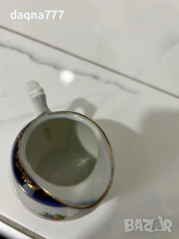 Винтидж порцеланова чаша за сметана/ мляко Nippon Japan, ръчно рисув цветя, кобалтово синьо и златно, снимка 8 - Антикварни и старинни предмети - 50739403