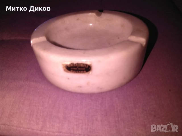 Мраморен пепелник от соца фи 120 мм и Н-39мм -900гр. и свещник- фи 60мм  Н-45мм-400гр Минералимпекс, снимка 3 - Декорация за дома - 52456405