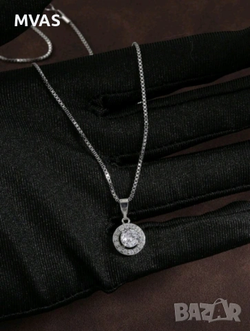 Нов дамски комплект блестящо колие и обеци цирконий, снимка 2 - Бижутерийни комплекти - 54093559