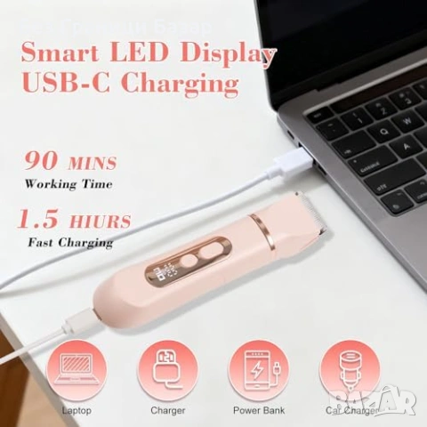 Нова Дамска електрическа самобръсначка 4 в 1 за тяло и бикини тример косми жени, снимка 8 - Тримери - 54131103