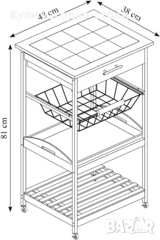 Кasper помощна маса, количка за сервиране бамбук масив, снимка 5 - Други - 49348506