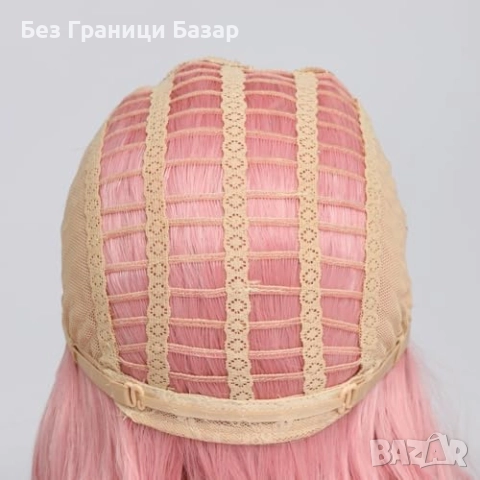 Нова Къса розова перука с бретон за аниме Хелоуин ежедневие Коса жени, снимка 3 - Аксесоари за коса - 52248125