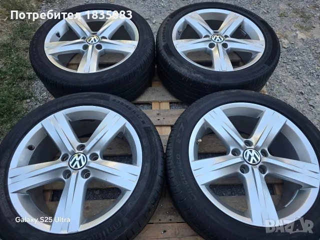 Лети джанти 17ки 5х112 VW + летни гуми 235/45/17, снимка 3 - Гуми и джанти - 55847272