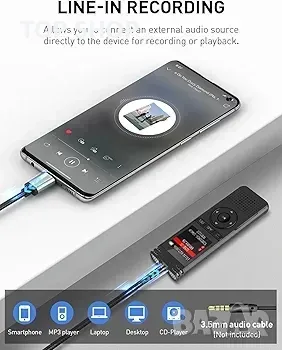 LIMENAMICS Цифров диктофон - 64GB 1536kbps гласово активиран рекордер с шумопотискане, снимка 5 - Друга електроника - 48748140