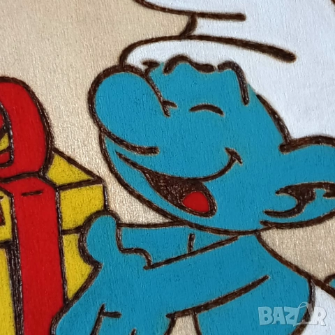 Смърф - Ръчна пирография - Smurf - The Smurfs, снимка 2 - Картини - 54012922
