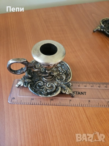 Месингови свещници 2 бр, снимка 3 - Антикварни и старинни предмети - 51822979