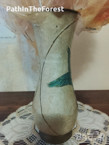 Ваза - рисуван месинг , снимка 3 - Вази - 54320995