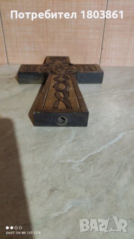 Стар ръчно изработен дървен голям ирландски кръст, снимка 3 - Антикварни и старинни предмети - 40027677