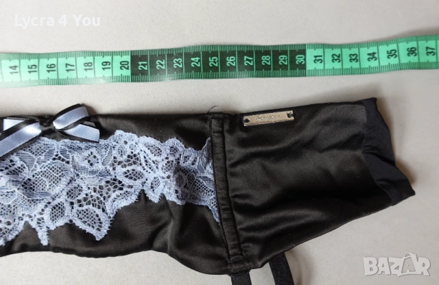 Bodigue Luxe М черен сатенен колан с жартиери и сива дантела, снимка 9 - Бельо - 53264520