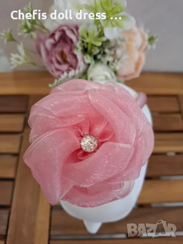 Диадема с обемно цвете от органза, снимка 8 - Аксесоари за коса - 49938448