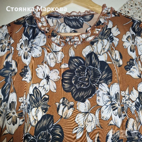 Пролетна блузка с красиви цветя, снимка 2 - Блузи с дълъг ръкав и пуловери - 53896632