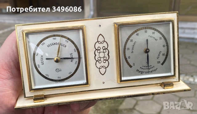 Стар  и много рядък немски барометър с хигрометър SIEMENS, снимка 3 - Антикварни и старинни предмети - 54063869