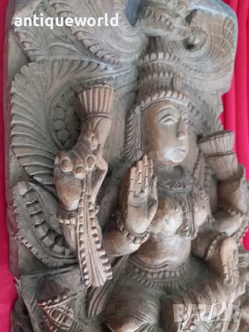 Стара Азиатска Дърворезба, Пано ,Будизъм, Богиня,Буда, снимка 2 - Антикварни и старинни предмети - 49219406