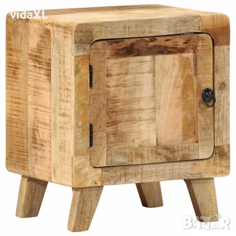 vidaXL Нощно шкафче 40x32x46 cm Масивна дървесина Грубо манго, снимка 9 - Шкафове - 56147499