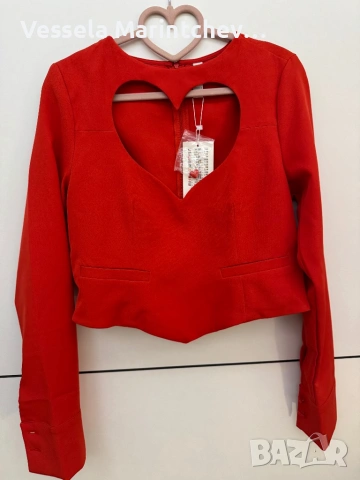 Блуза тип сако в ярко червено 