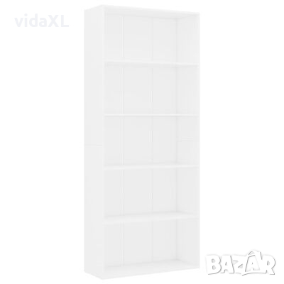 vidaXL 5-етажна библиотека, бяла, 80x30x189 см, ПДЧ（SKU:801026, снимка 1