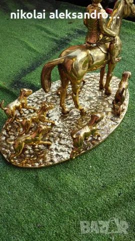 конник с кучета.месинг, снимка 2 - Антикварни и старинни предмети - 48743865