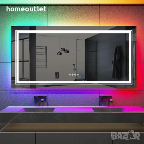 ПРОМОЦИЯ Стенно огледало с LED осветление и правоъгълна форма LUVODI KC-JJ1821-EU, снимка 2 - Огледала - 49674975