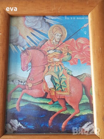 Икона свети Димитър с дървена рамка, снимка 2 - Икони - 34134584