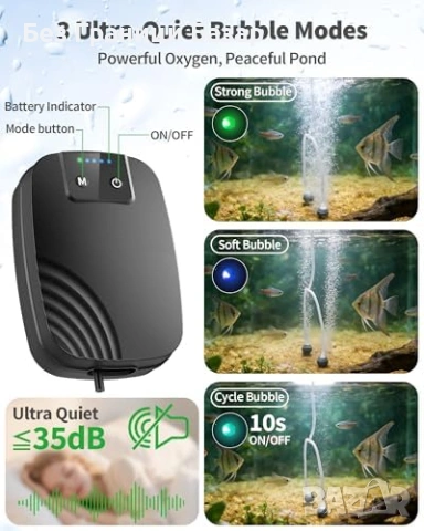 Нов аератор Соларна въздушна помпа за езеро аквариум 8W 4400mAh 3 режима, снимка 3 - Други - 53914538