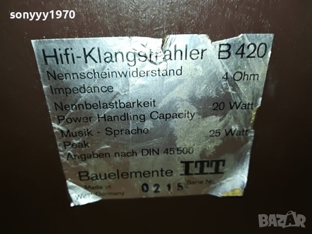 ITT B420 HIFI MADE IN WEST-GERMANY-ВНОС SWISS L3107221923, снимка 16 - Тонколони - 37551175