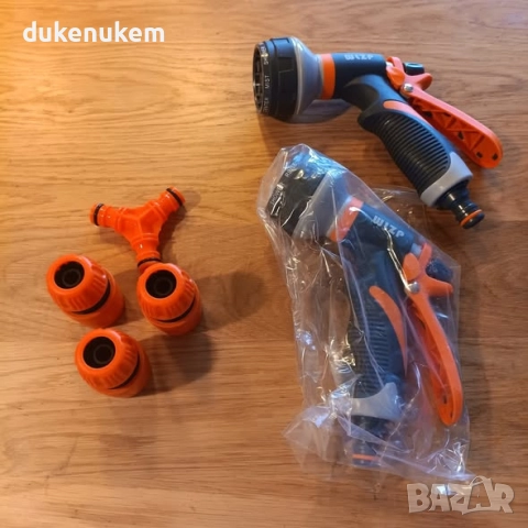 Комплект от 2 градински пистолети с 8 режима на водна струя, с конектори за маркуч, снимка 8 - Градински инструменти - 52373532