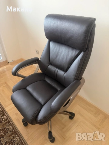 Кожен Офис стол кафяв lumber support, снимка 2 - Столове - 53900507