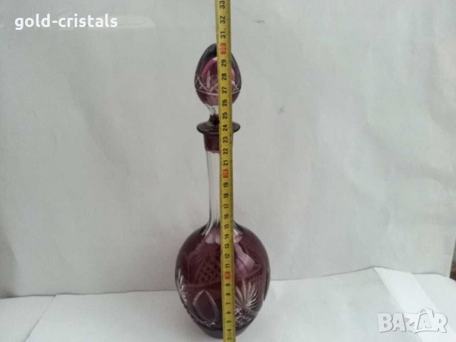Кристална гарафа и кристални чаши цветен  лилав кристал, снимка 12 - Антикварни и старинни предмети - 31236367