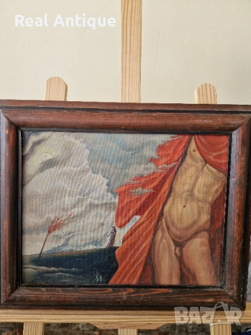 Прекрасна антикварна картина масло върху платно Бг автор , снимка 3 - Картини - 51617841