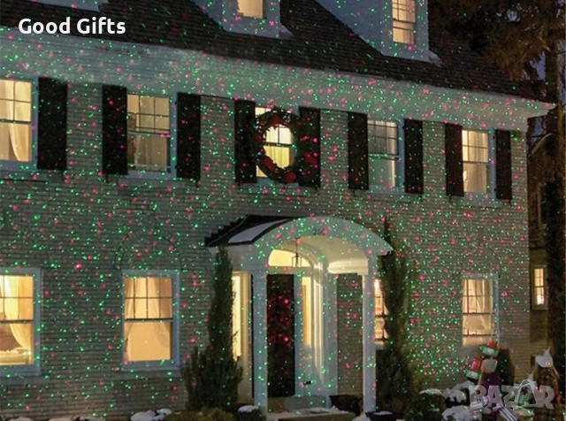 Коледен лазерен прожектор Star Shower – фасадна украса със зелени и червени лъчи, снимка 10 - Прожектори - 52099240