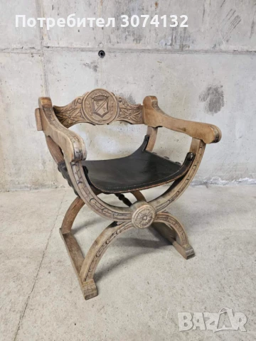 Римско кресло с дърворезба, снимка 2 - Дивани и мека мебел - 51395924