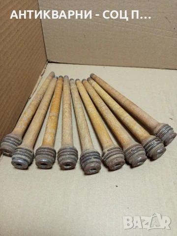 Комплект Соц Стари Дървени Пера Шпиндели Бобини 9бр., снимка 4 - Антикварни и старинни предмети - 50553921