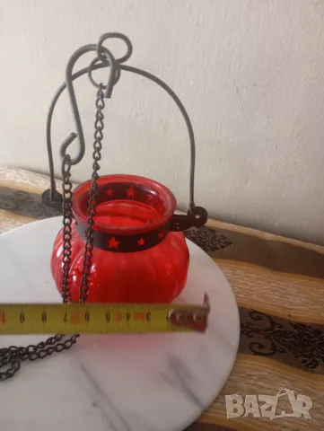 Висящ стъклен свещник, снимка 3 - Декорация за дома - 50233909