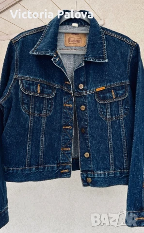 Тъмносиньо късо  дънково яке EXPLORER, снимка 3 - Якета - 50444680