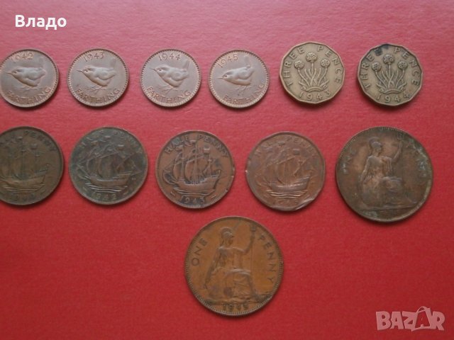 Лот стари не повтарящи се монети Великобритания Джордж VI, снимка 5 - Нумизматика и бонистика - 42373921