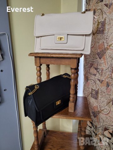  Чисто нови! Бежева и черна официална чанта със синджир, снимка 13 - Чанти - 40110256