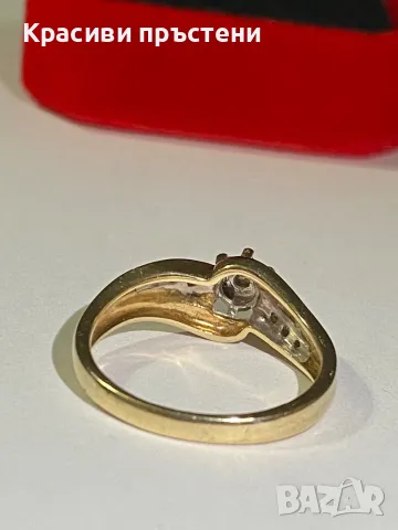 Златен пръстен с 7 диаманта / брилянта – 9 карата, 3.18 гр, снимка 5 - Пръстени - 50181741