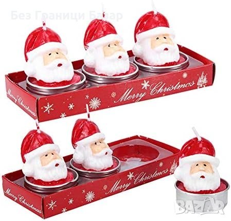 Нови Декоративни коледни свещи Дядо Коледа за маса и парти 2 кутии декоративна украса